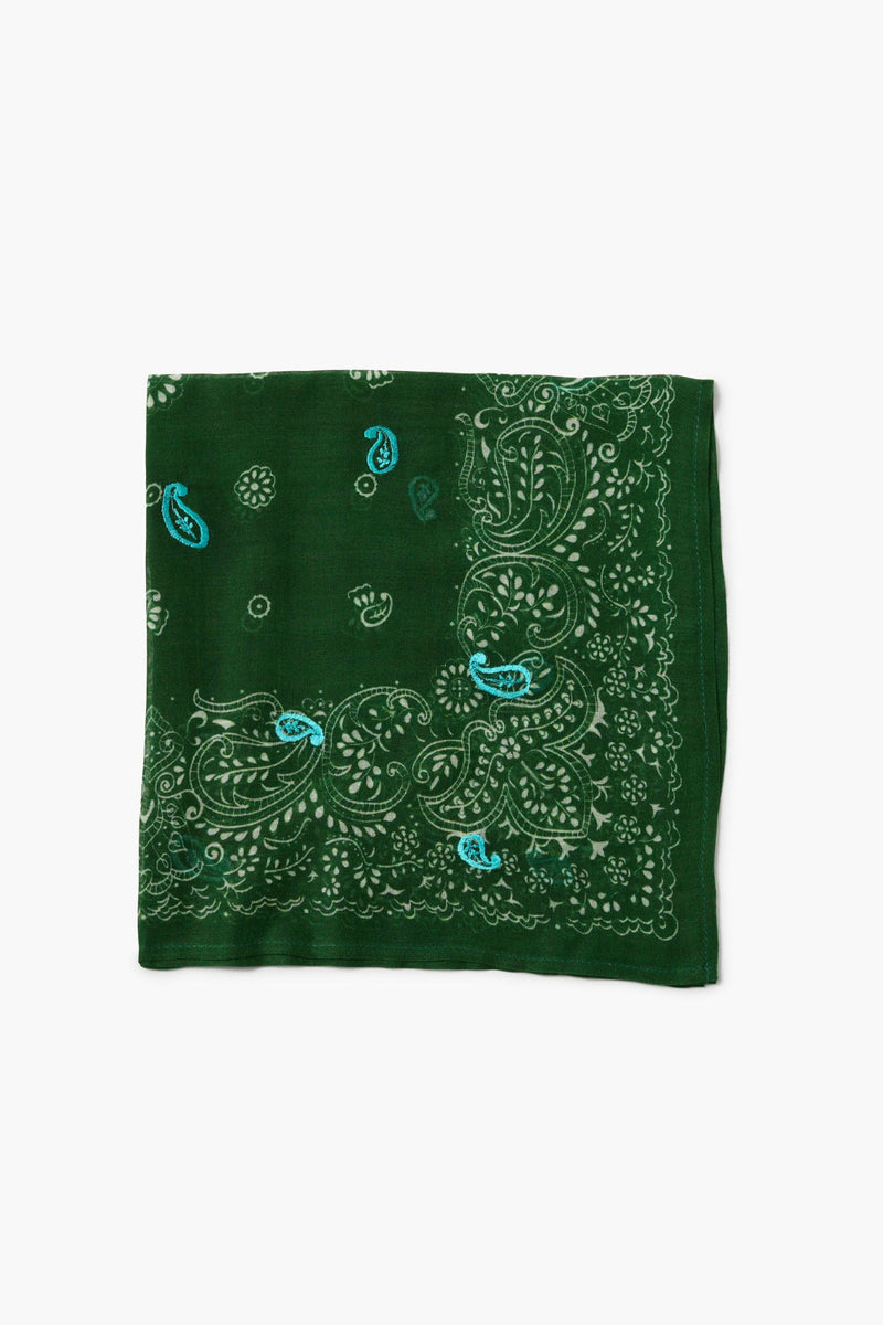 Embroidered Paisley Bandana Eden Green