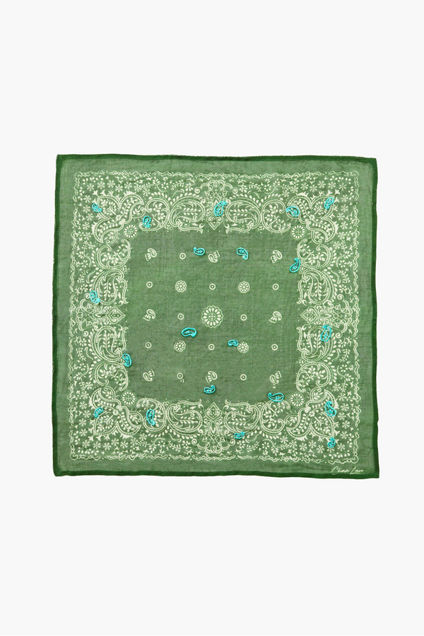 Embroidered Paisley Bandana Eden Green