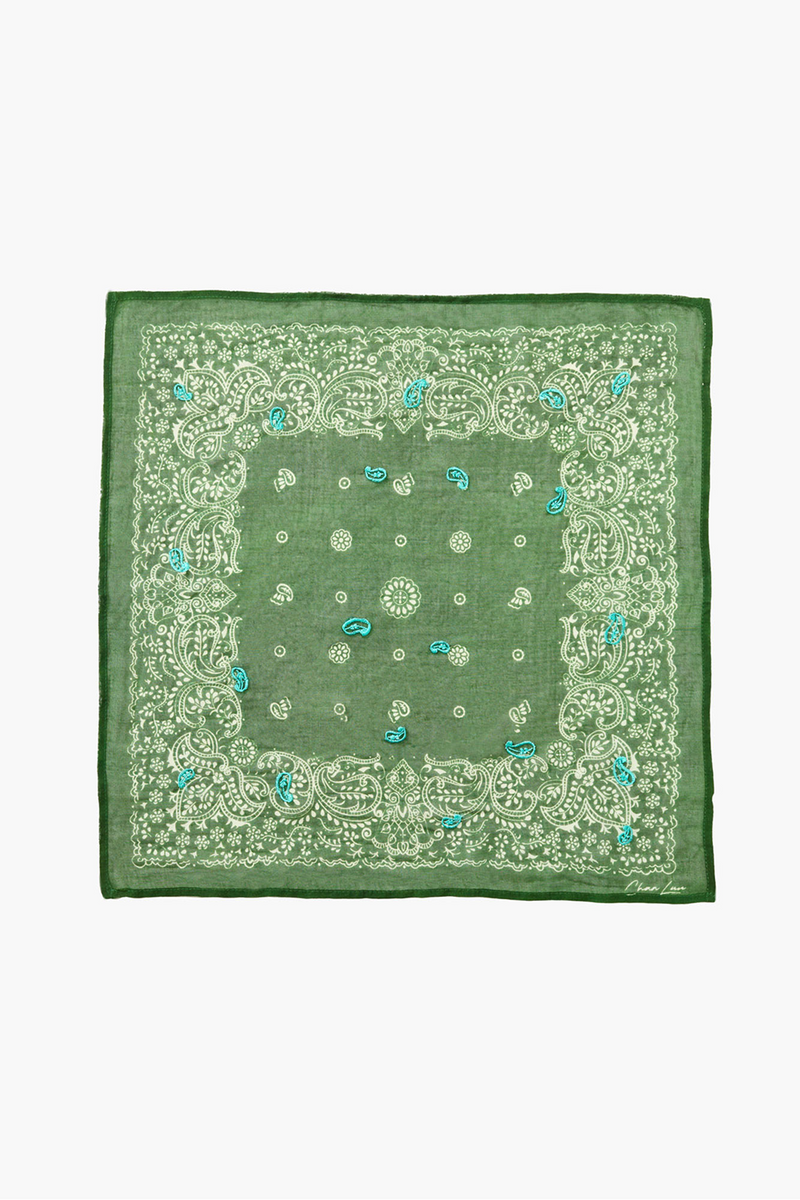 Embroidered Paisley Bandana Eden Green