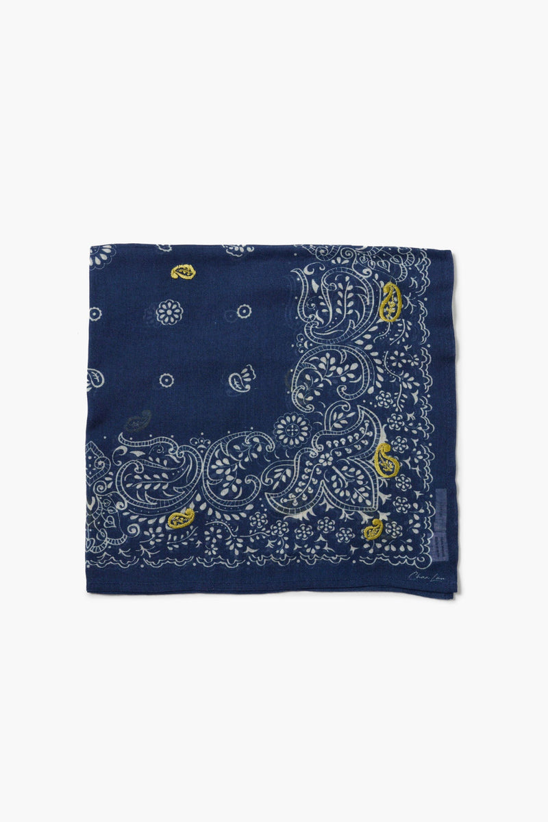 Embroidered Paisley Bandana Majolica Blue