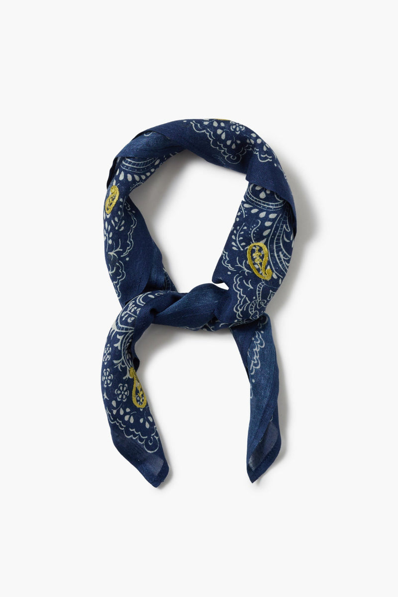 Embroidered Paisley Bandana Majolica Blue