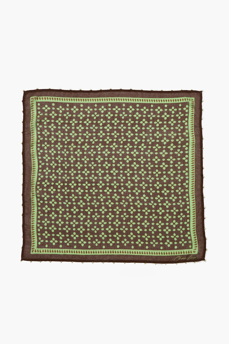 Beaded Floral Bandana Espresso