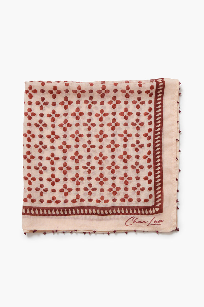 Beaded Floral Bandana Pink Sand