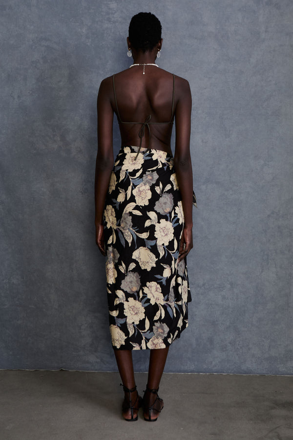 Freesia Printed Sarong Black