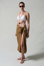 Wildflower Printed Sarong Olive Green