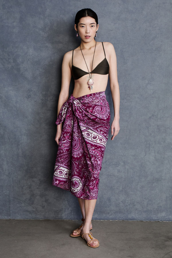 Paisley Printed Sarong Purple