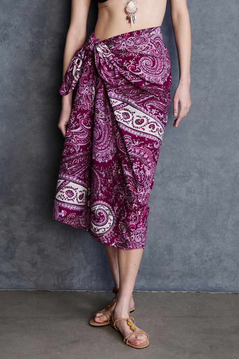 Paisley Printed Sarong Purple