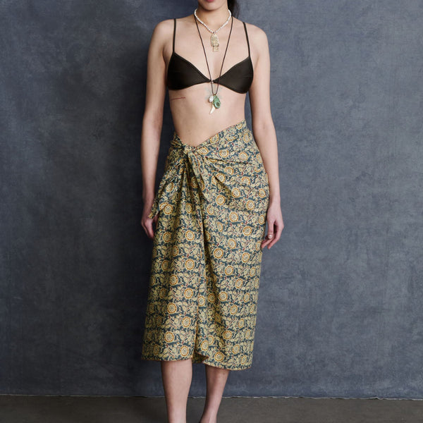 Sunflower Printed Sarong Steel Blue – Chan Luu