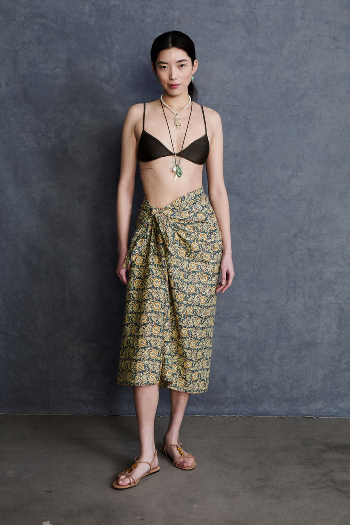 chan luu Sunflower Printed Sarong Steel Blue RTW