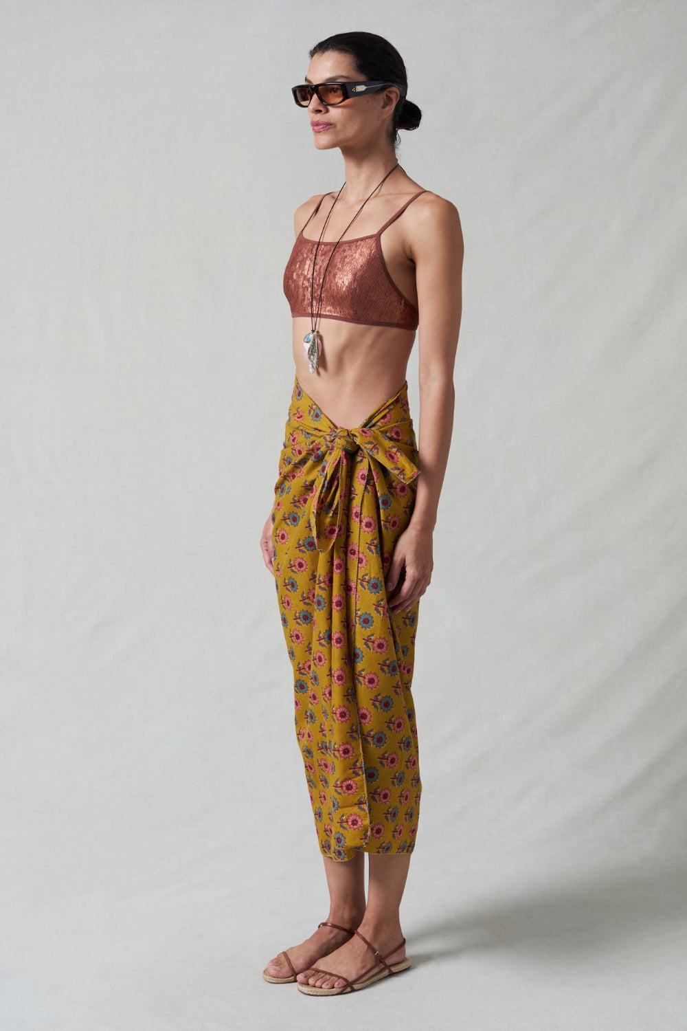Sunflower Printed Sarong Mustard