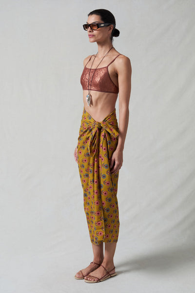 Sunflower Printed Sarong Mustard