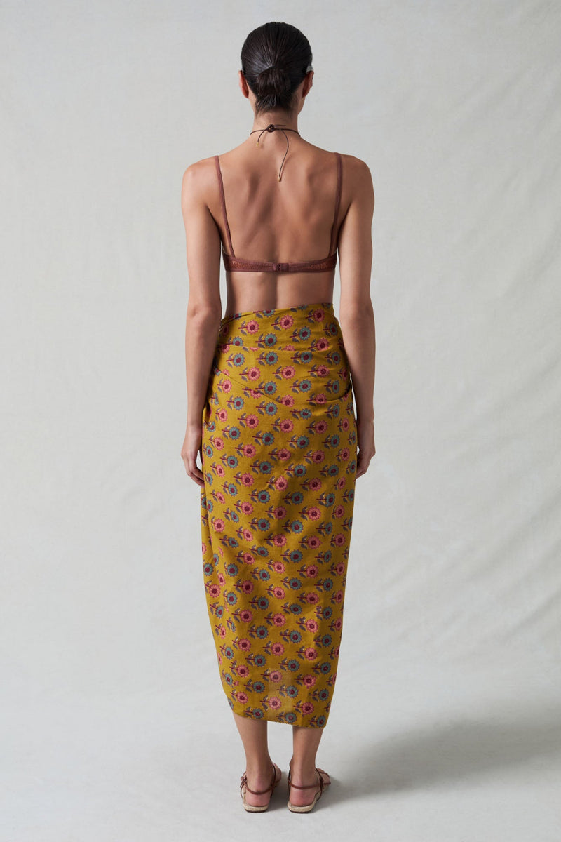 Sunflower Printed Sarong Mustard