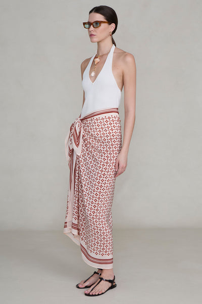Silk Printed Sarong Pink Sand
