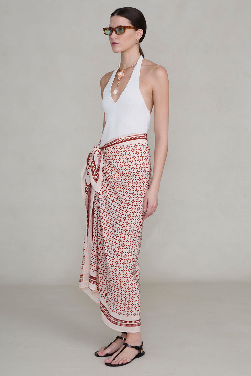 Silk Printed Sarong Pink Sand