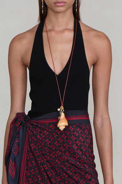 Spiral Shell Charm Necklace Multi