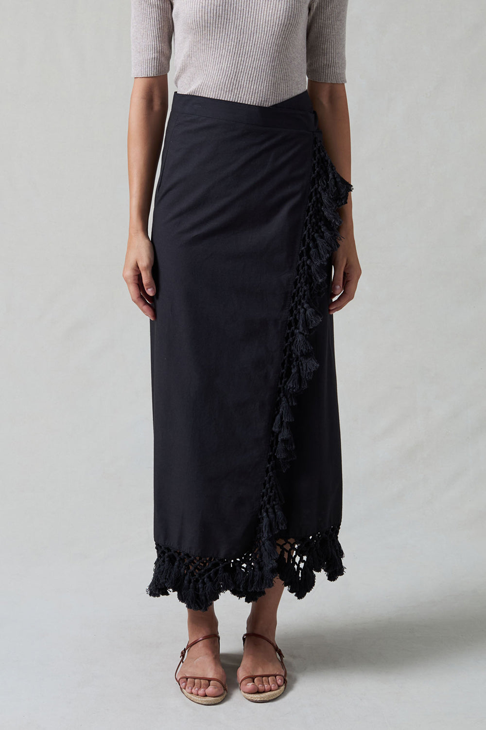 Capri Crocheted Wrap Skirt Caviar