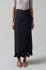 Capri Crocheted Wrap Skirt Caviar