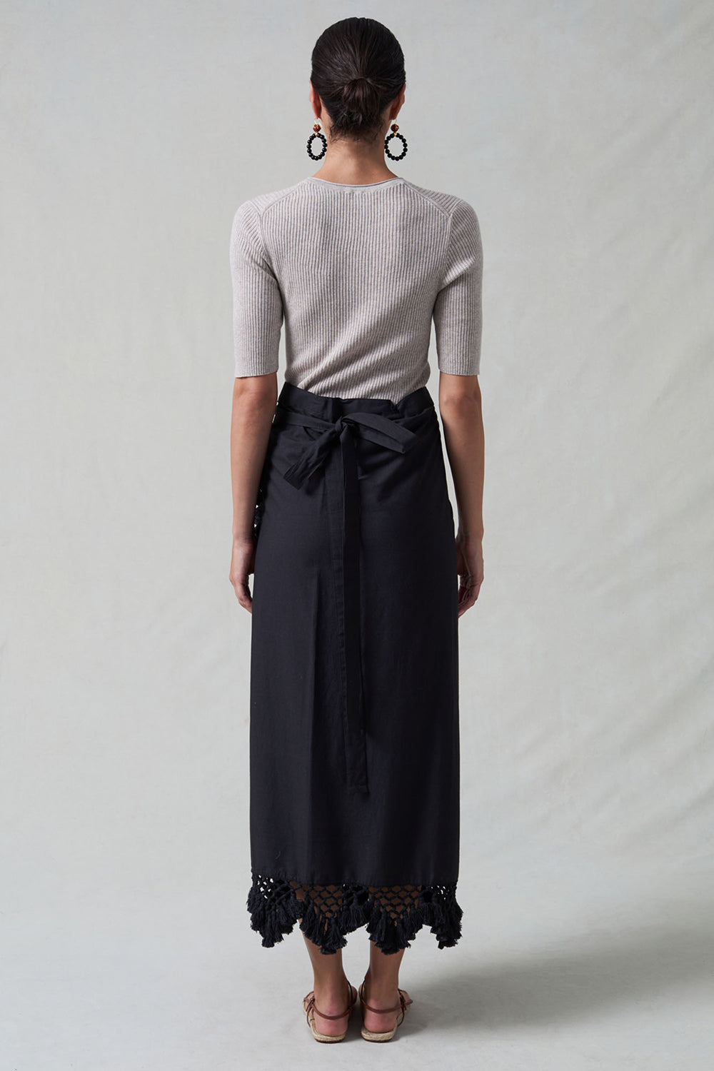 Capri Crocheted Wrap Skirt Caviar