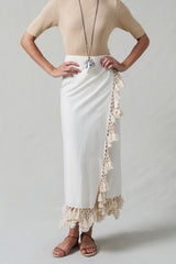 Capri Crocheted Wrap Skirt Natural