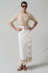 Capri Crocheted Wrap Skirt Natural
