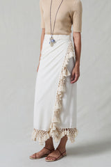 Capri Crocheted Wrap Skirt Natural