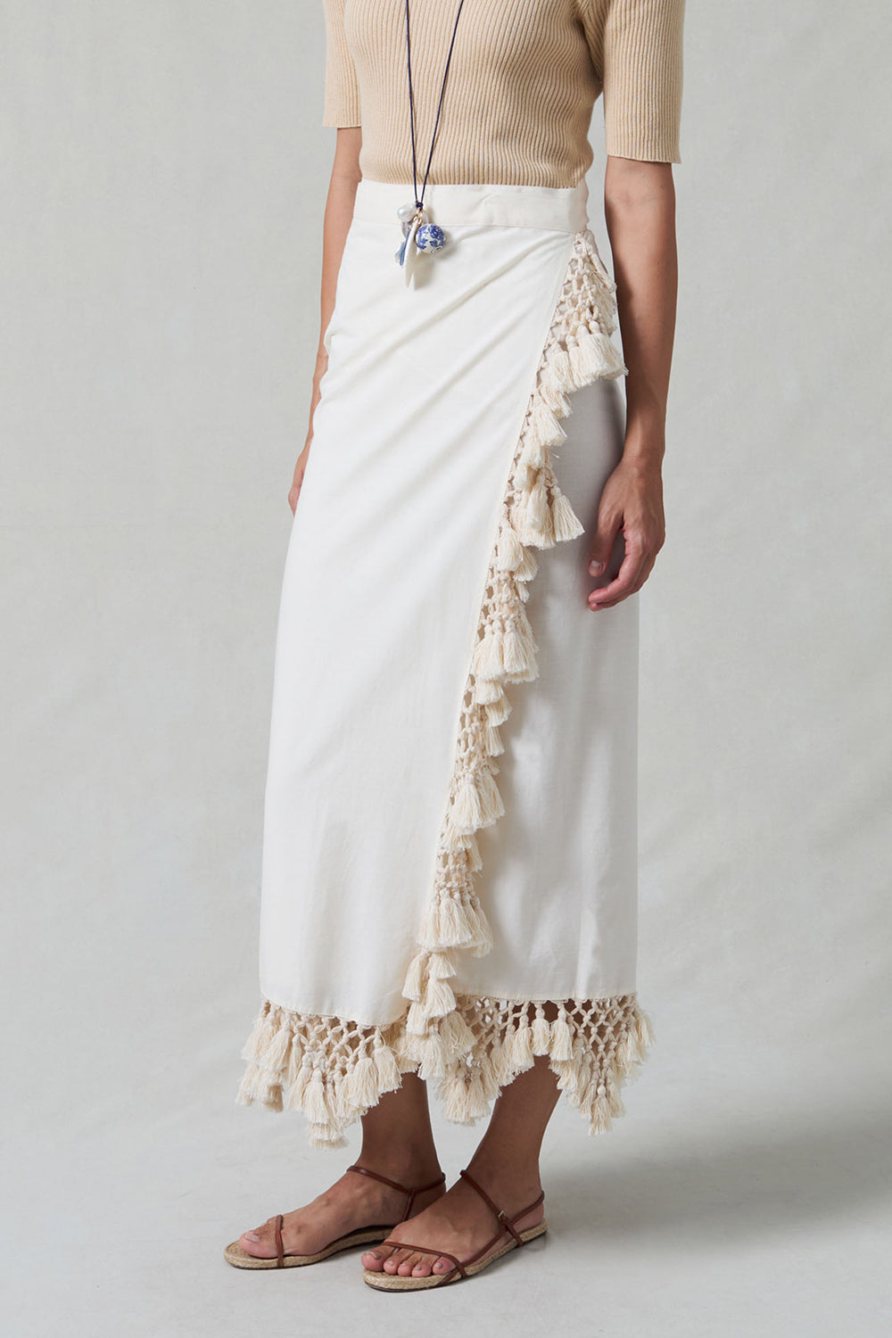 Capri Crocheted Wrap Skirt Natural – Chan Luu