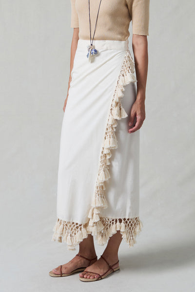 Capri Crocheted Wrap Skirt Natural