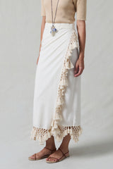 Capri Crocheted Wrap Skirt Natural