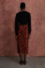 Paisley Silk Wrap Skirt Chocolate