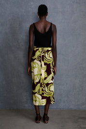 Hibiscus Silk Wrap Skirt Cabernet