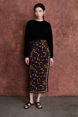 Paisley Silk Wrap Skirt Lapis