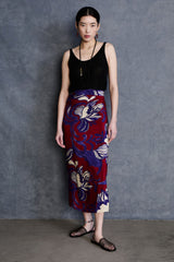 Hibiscus Silk Wrap Skirt Red