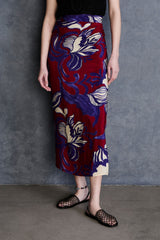 Hibiscus Silk Wrap Skirt Red
