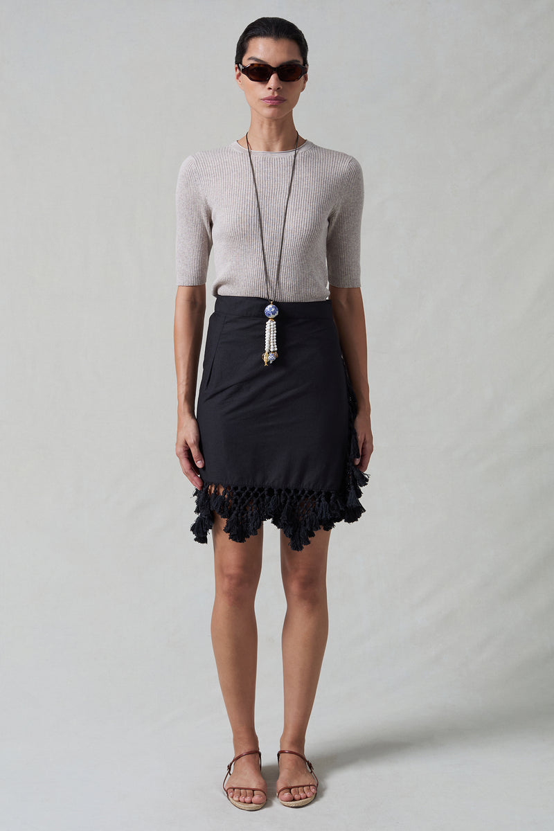Capri Crochet Wrap Mini Skirt Caviar