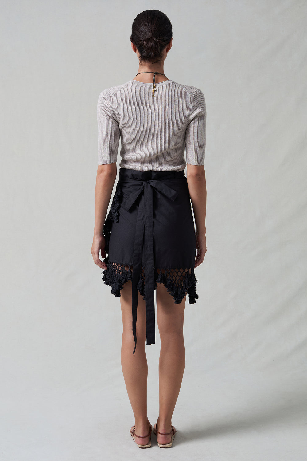 Capri Crochet Wrap Mini Skirt Caviar