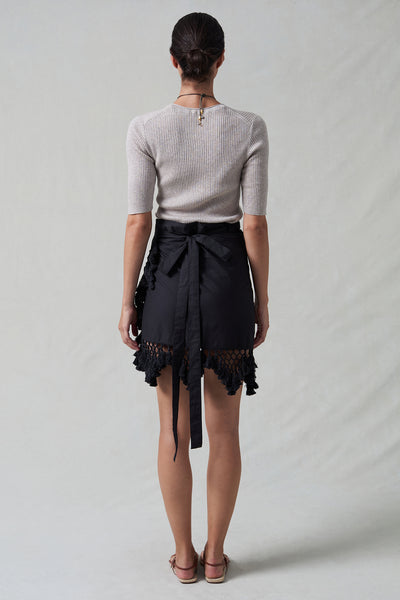 Capri Crochet Wrap Mini Skirt Caviar