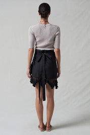 Capri Crochet Wrap Mini Skirt Caviar