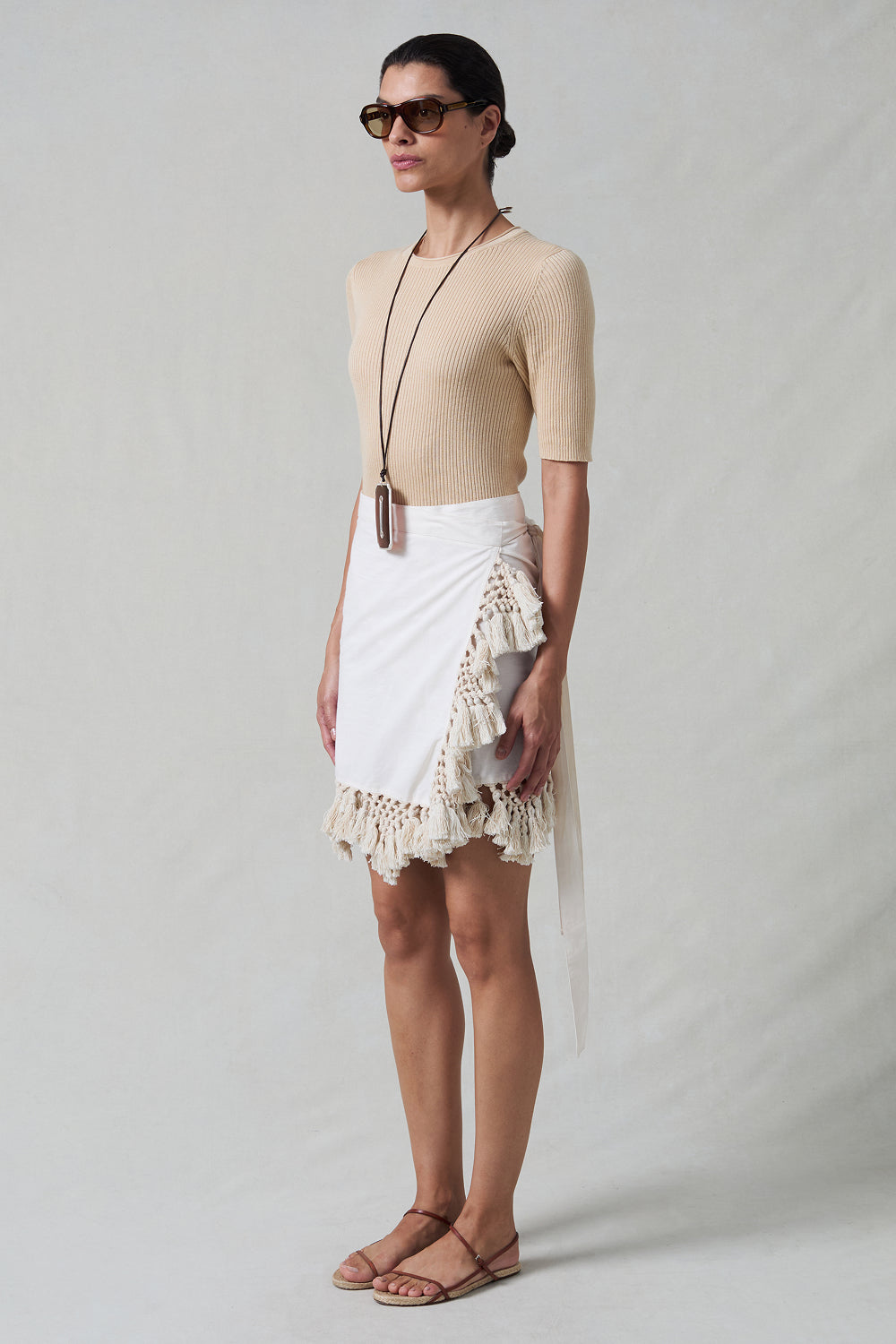 Capri Crochet Wrap Mini Skirt Natural – Chan Luu