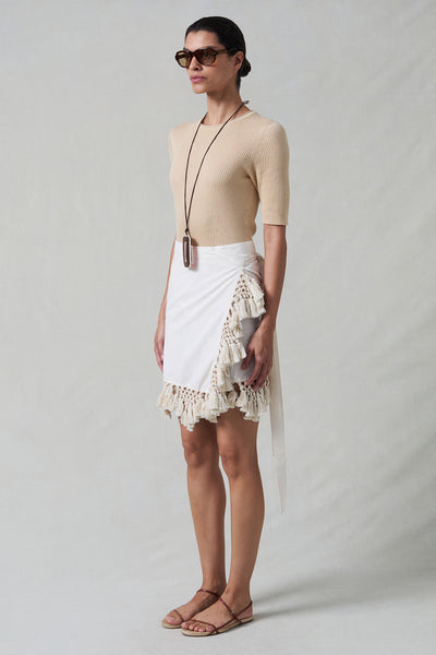 Capri Crochet Wrap Mini Skirt Natural
