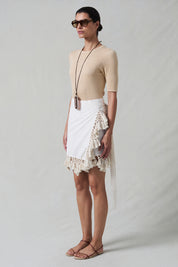 Capri Crochet Wrap Mini Skirt Natural