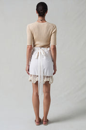 Capri Crochet Wrap Mini Skirt Natural