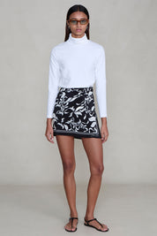Silk Mini Wrap Skirt Black