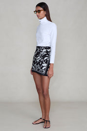 Silk Mini Wrap Skirt Black
