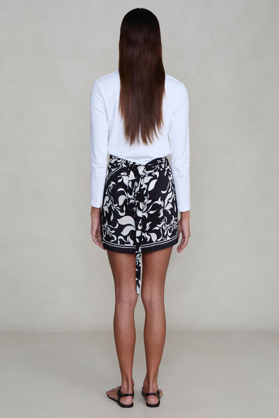 Silk Mini Wrap Skirt Black
