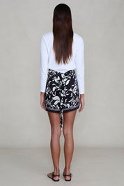 Silk Mini Wrap Skirt Black