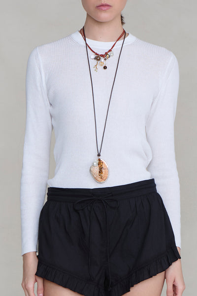 Romy Leather Charm Necklace Red