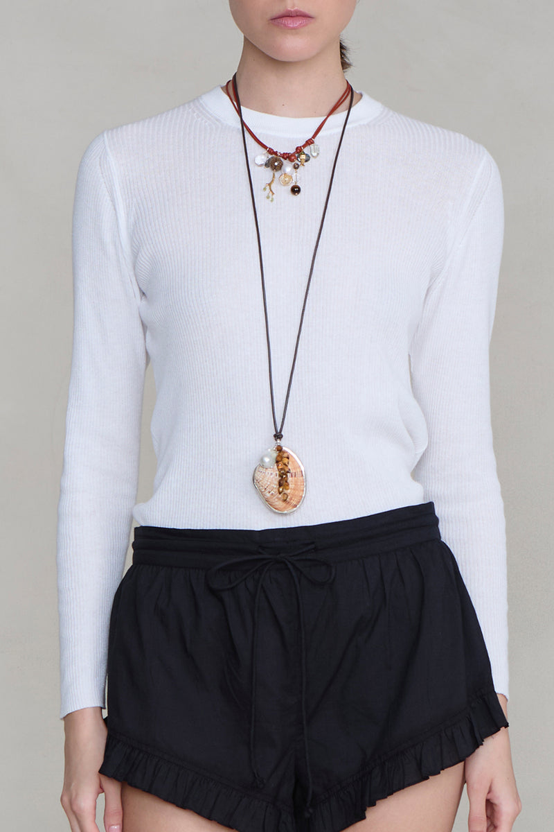 Romy Leather Charm Necklace Red