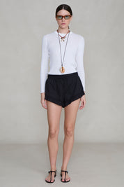 Cotton Ruffle Shorts Black