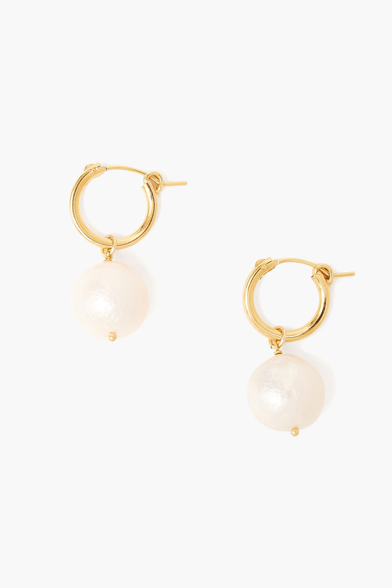 Baroque Pearl Hoop Earrings White