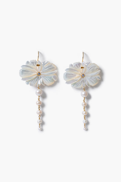 Magnolia Drop Earrings White